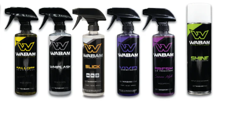 Wabam automotive cleaning and detailing products including spray detailer, ceramic coating, and car care accessories